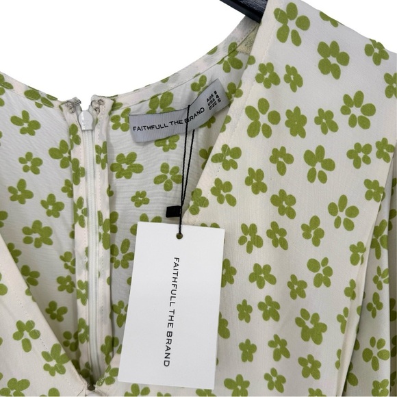 Faithfull the Brand NWT 4 Rubinetti Gita Green Floral Puff Sleeve Midi Dress - Picture 7 of 13